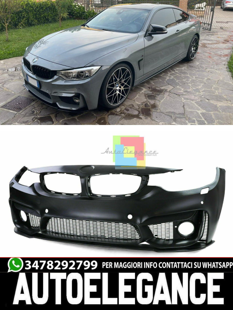 PARAURTI ANTERIORE ADATTO PER BMW SERIE 4 F32 F33 F36 LOOK M4 DESIGN SPORTIVO