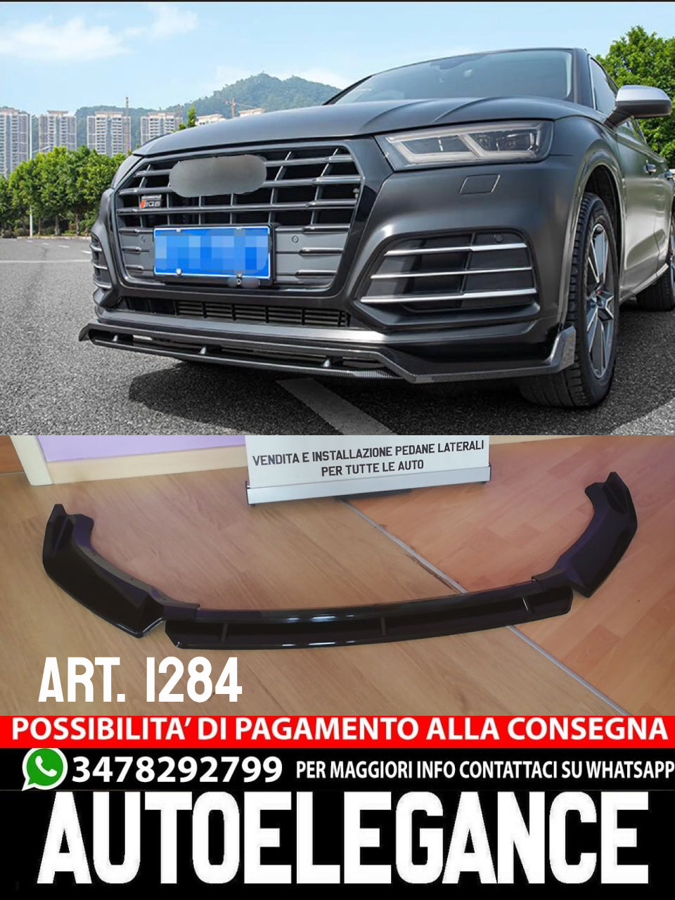 SPLITTER ADATTO PER AUDI Q5 FY 2017-2020 NERO LUCIDO (4 PEZZI)