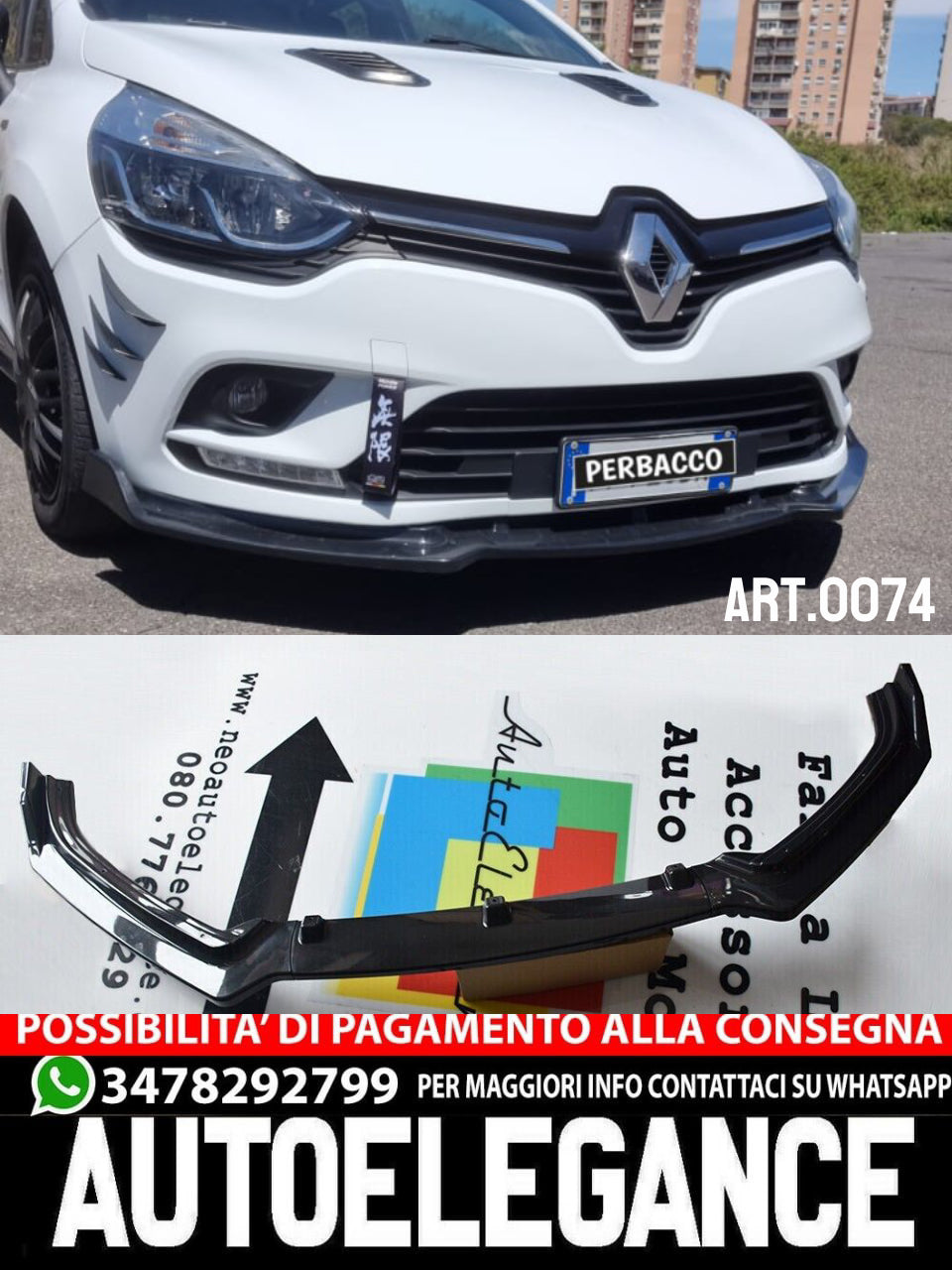 CSPLITTER SOTTO PARAURTI ADATO PER Renault Clio 4 12-18
