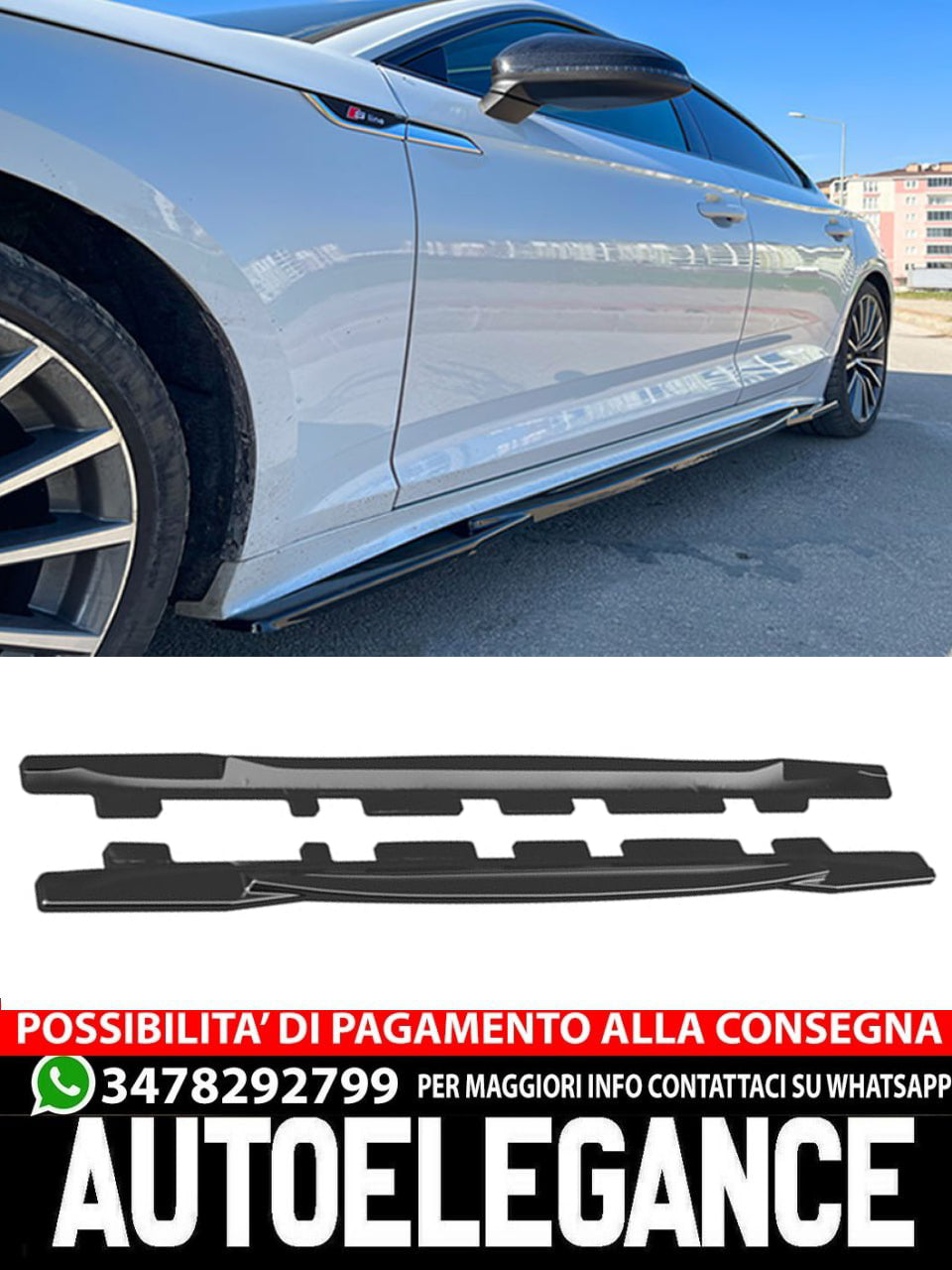 Sotto minigonne adatto per Audi A5 B9 FL 2019+ Extension S5 S Linenero lucido