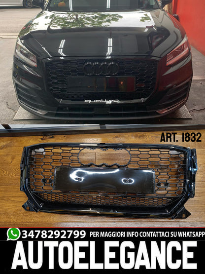 GRILLE SUITABLE FOR AUDI Q2 2016-2020 RSQ2 QUATTRO LOOK GLOSSY BLACK 