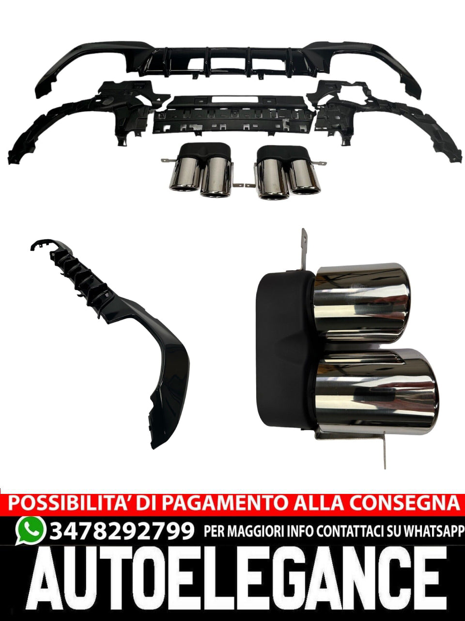 DIFFUSER + EXHAUST MASKS (CHROME) SUITABLE FOR BMW 3 SERIES G20/G20 2019-2022 