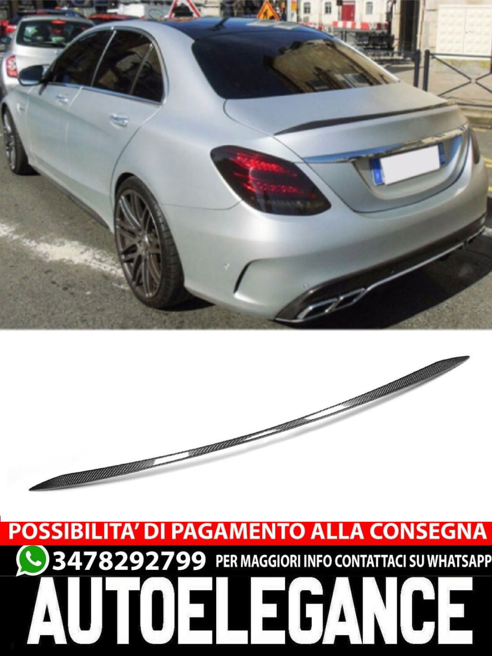 SPOILER POSTERIORE LABBRO OTTICO CARBONIO adatto per MERCEDES W213 CLASSE E