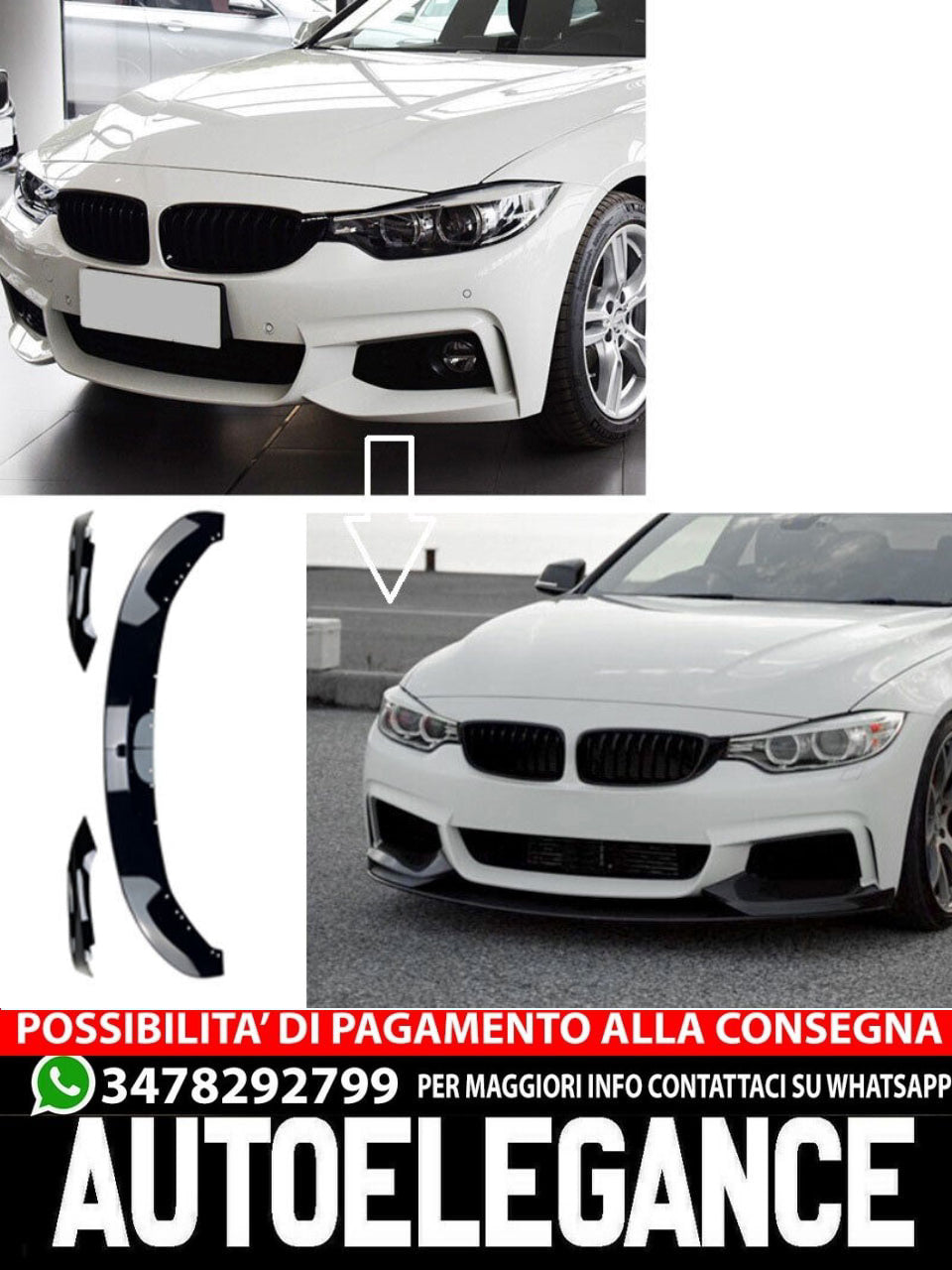 Splitter labbro spoiler anteriore adatto per BMW Serie 4 F32 F33 F36 con M-Sport