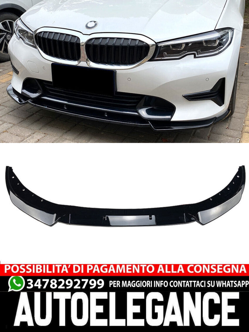 Splitter labbro spoiler anteriore adatto per BMW Serie 3 G20 G21 pre-LCI