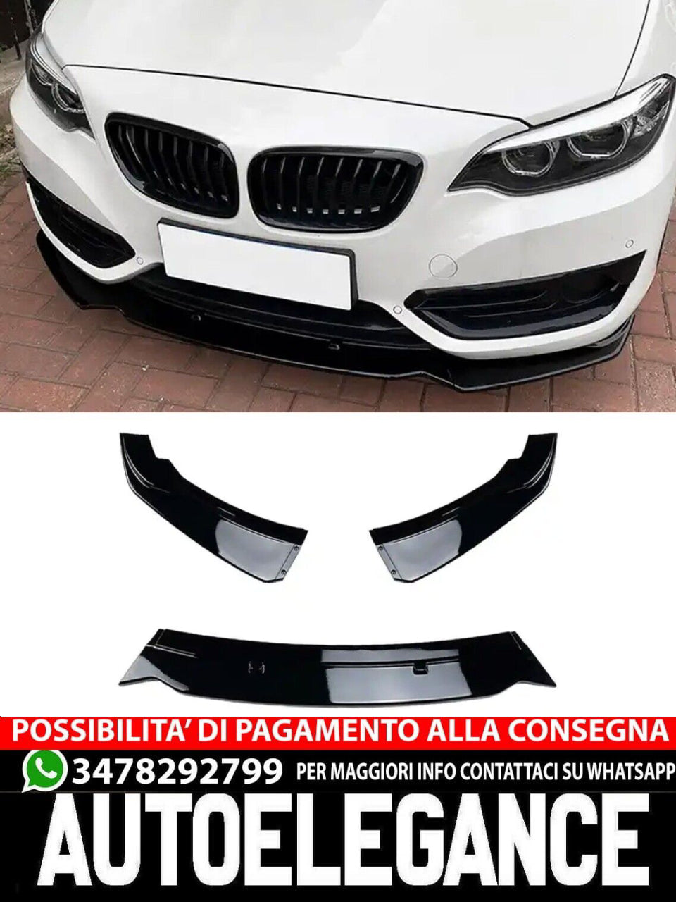 Splitter labbro spoiler anteriore adatto per BMW Serie 2 F22 F23 con Sportline 2