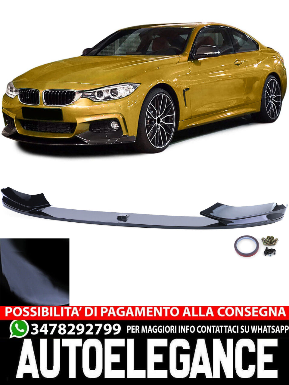 Labbra spoiler anteriore lucido adatto per BMW serie 4 F32 F33 F36