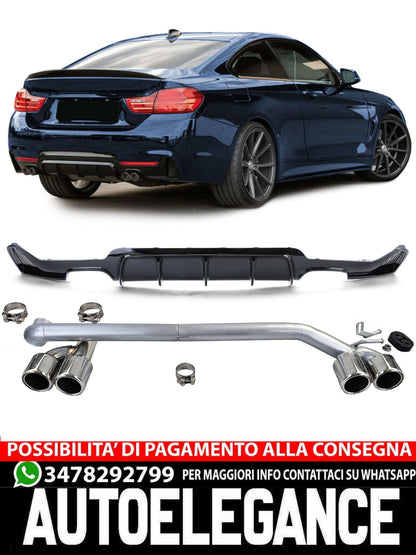 Glossy Rear Diffuser + Sporty Look Exhaust Tip Suitable for BMW 