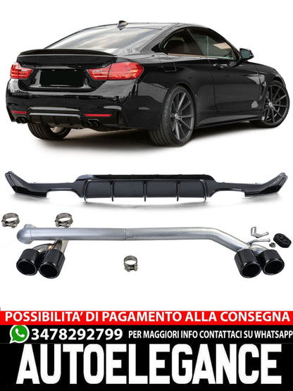 Glossy Rear Diffuser + Sporty Look Exhaust Tip Suitable for BMW 