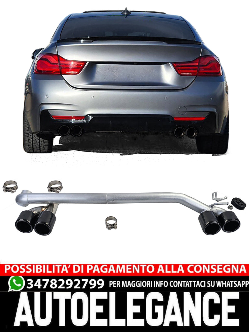 Terminale di scarico duplex conversione look 4 tubi adatto per BMW F32 F33 F36 4