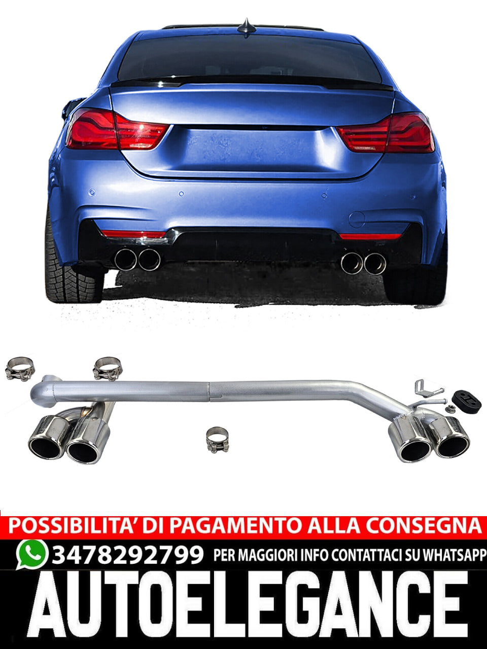 Terminale di scarico duplex conversione look 4 tubi adatto per BMW F32 F33 F36 4