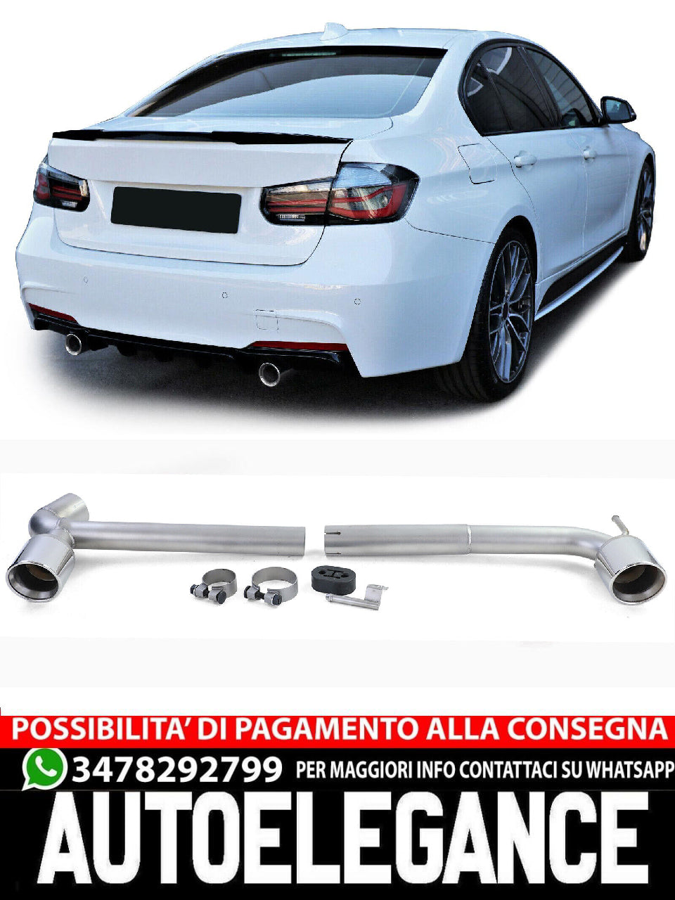 Terminale di scarico duplex conversione look 4 tubi adatto per BMW F32 F33 F36 4