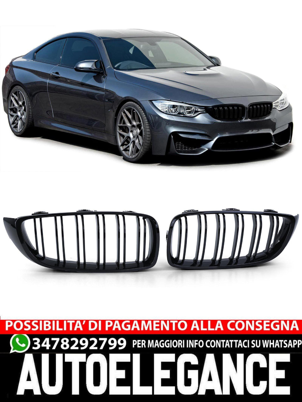 Glossy Double Bar Sport Radiator Grille Suitable for BMW 4 Series F32 F33 F36 