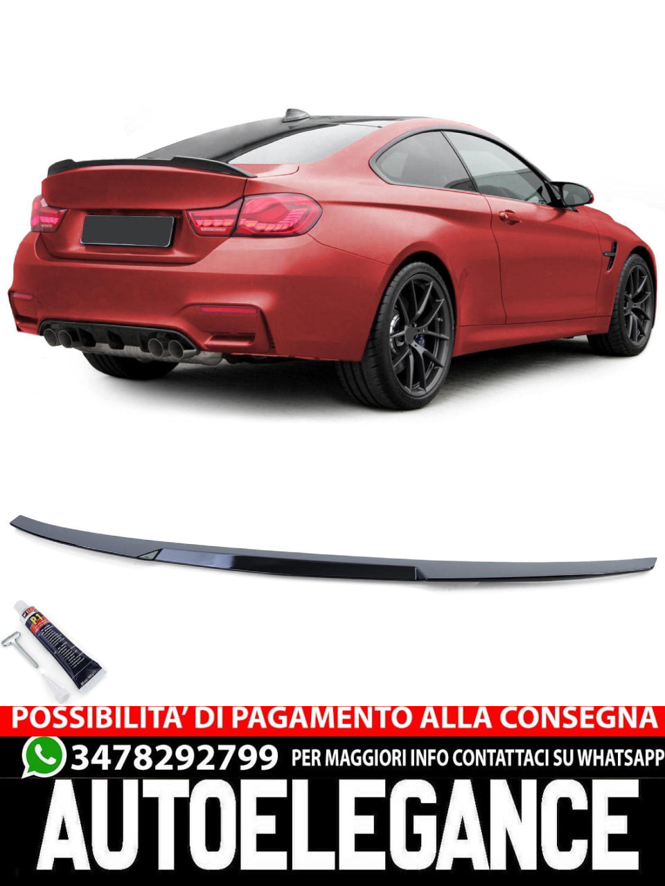 Spoiler posteriore sportivo nero lucido adatto per BMW Serie 4 F32 Coupé 13-21