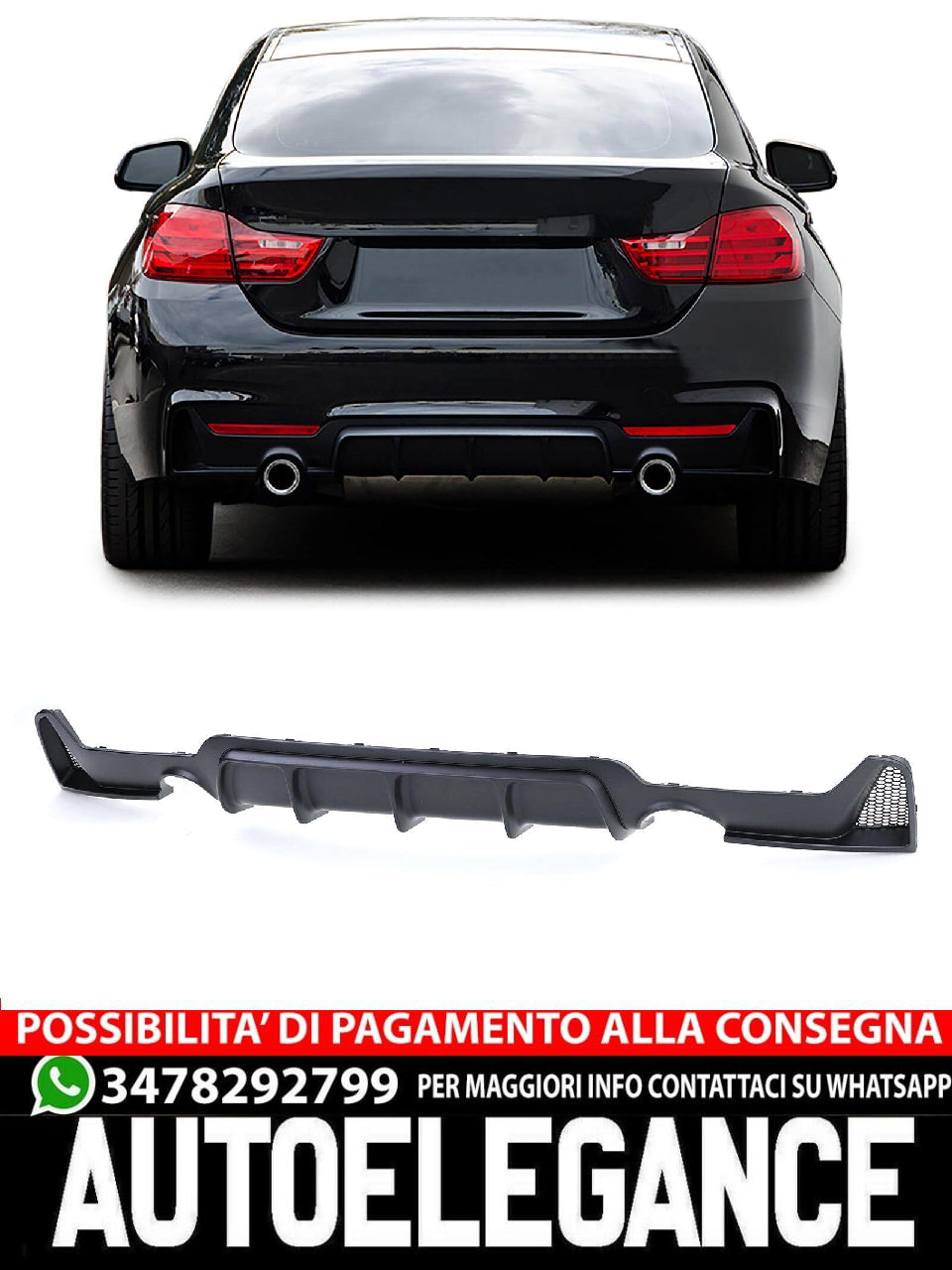 Diffusore posteriore Performance nero opaco adatto per serie 4 BMW F32 F33 F36 435i 440i