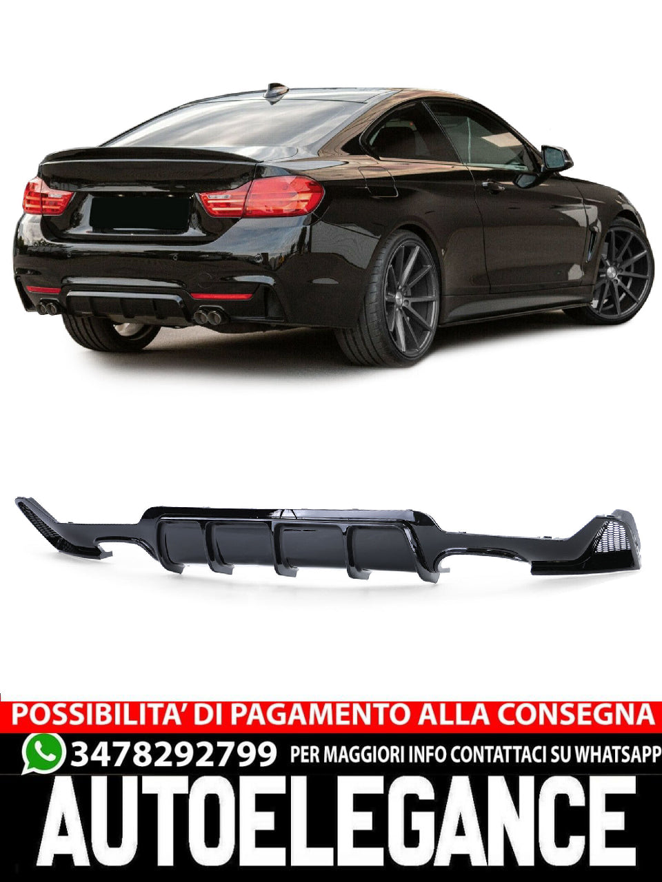Diffusore posteriore performance lucido doppio tubo adatto per BMW SERIE 4