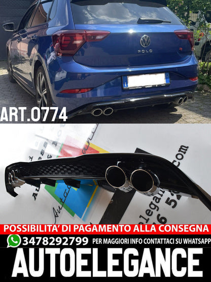 VW POLO AW1 DIFFUSORE POSTERIORE SOTTO PARAURTI QUATTRO TERMINALI ABS NERO ..-