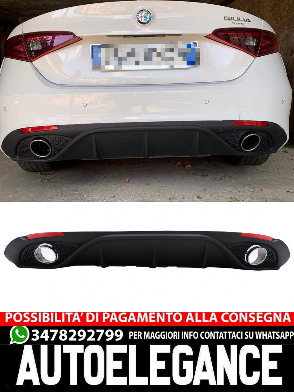 Mantovana diffusore aria posteriore adatta per Alfa Romeo Giulia 952 Veloce TB Speciale TD (2016-2021)