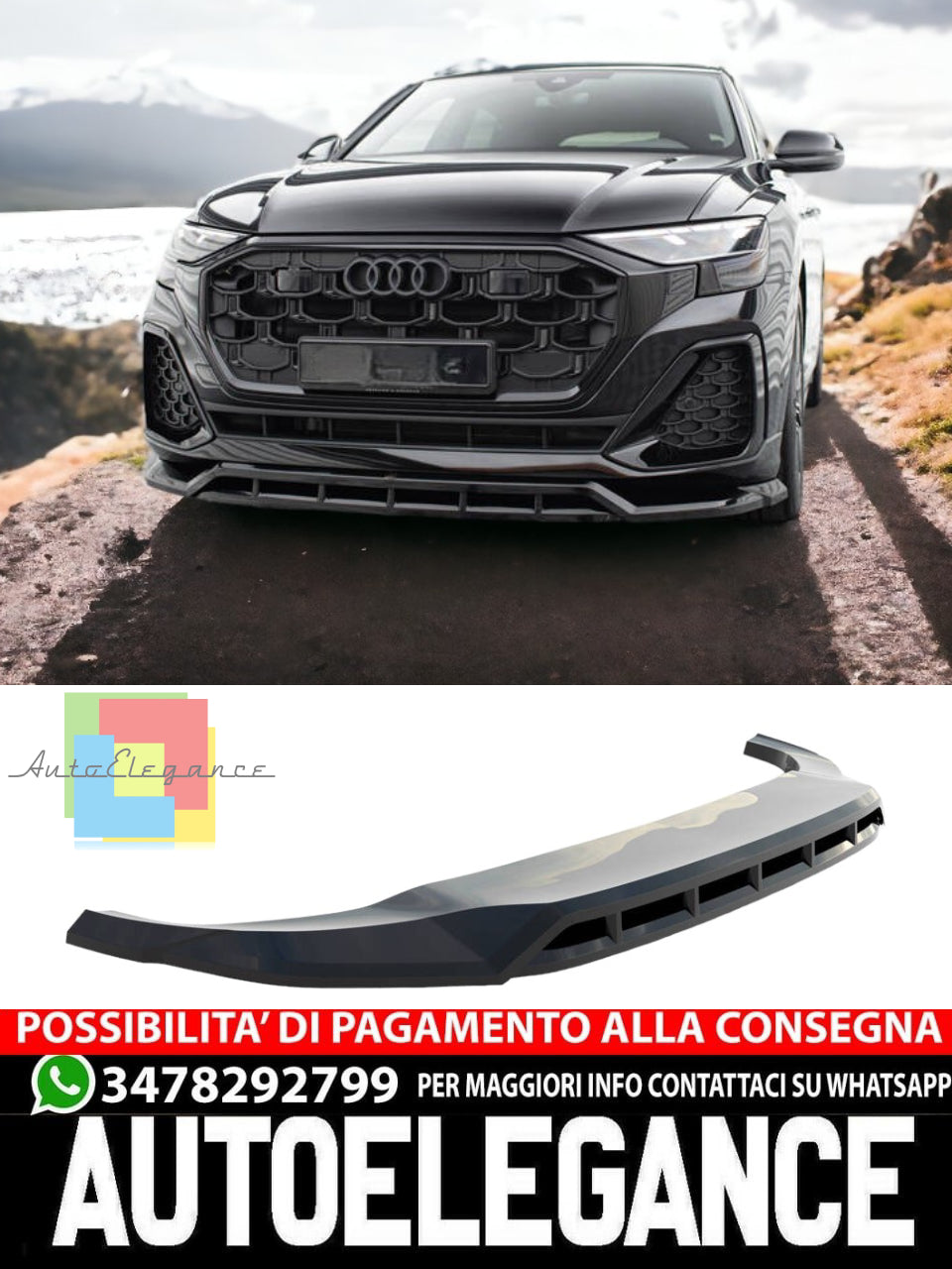 FRONT SPLITTER SUITABLE FOR AUDI SQ8 / Q8 S-LINE MK1 FACELIFT