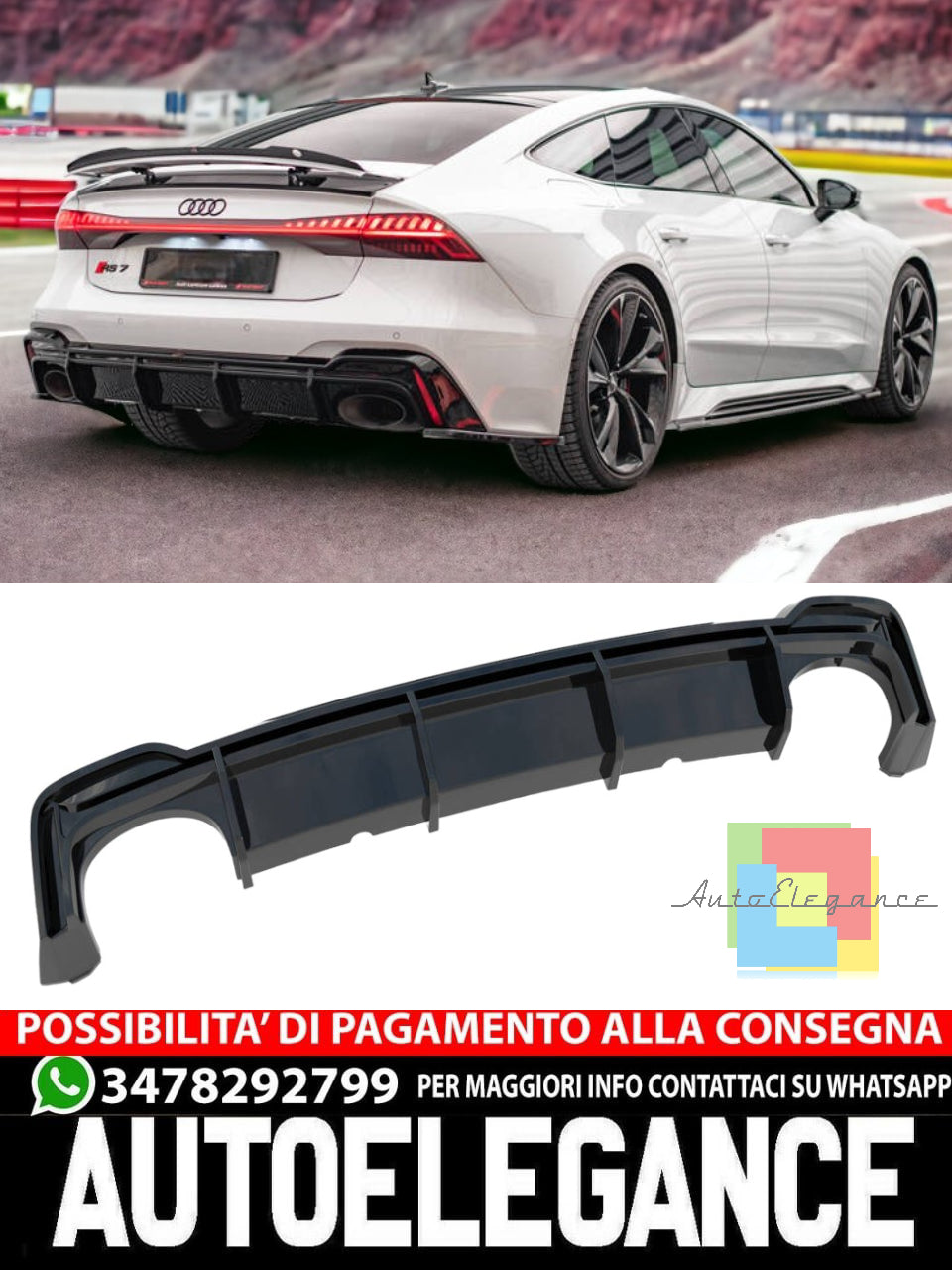 DIFFUSER SUITABLE FOR AUDI RS6 C8 / RS7 C8 (VERSION WITH TOW HOOK)