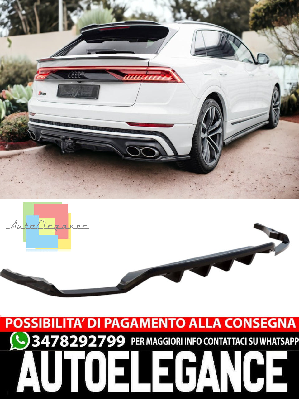 DIFFUSORE CON BARRE VERTICALE ADATTO PER AUDI SQ8 MK1
