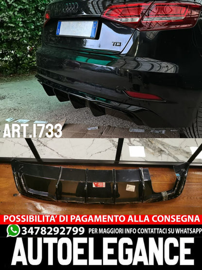 DIFFUSORE ADATTO PER AUDI A3 8V 2017-2020 STANDARD 2SX NERO LUCIDO