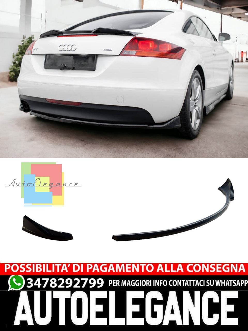 REAR SIDE SPLITTERS SUITABLE FOR AUDI TT 8J 2006 - 2010