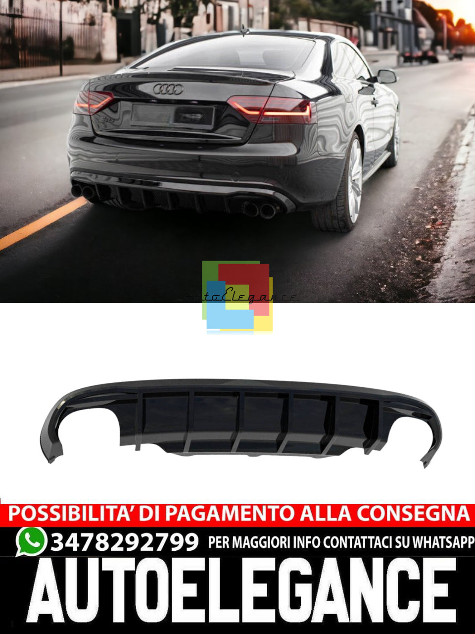 DIFFUSORE POSTERIORE AUDI S5 COUPE / CABRIO S-LINE 8T