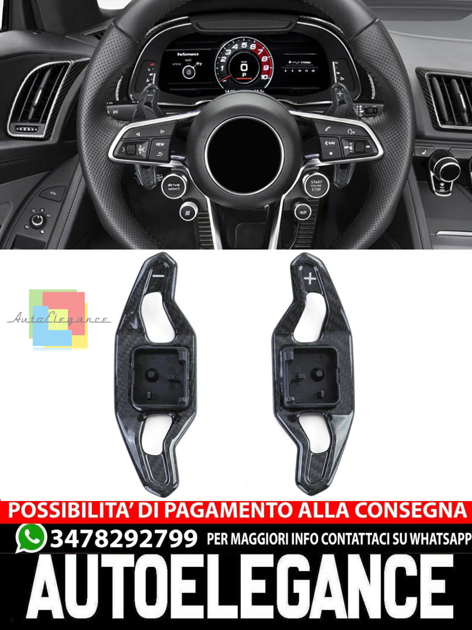 Paddle del cambio in fibra di carbonio per la sostituzione di Audi A3 S3 RS