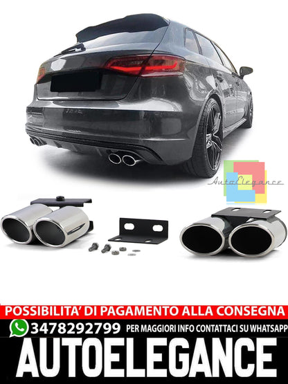 Terminale di scarico conversione con manichino a ottica S a 4 tubi per Audi A3 8V 1.4 1.8 2.0