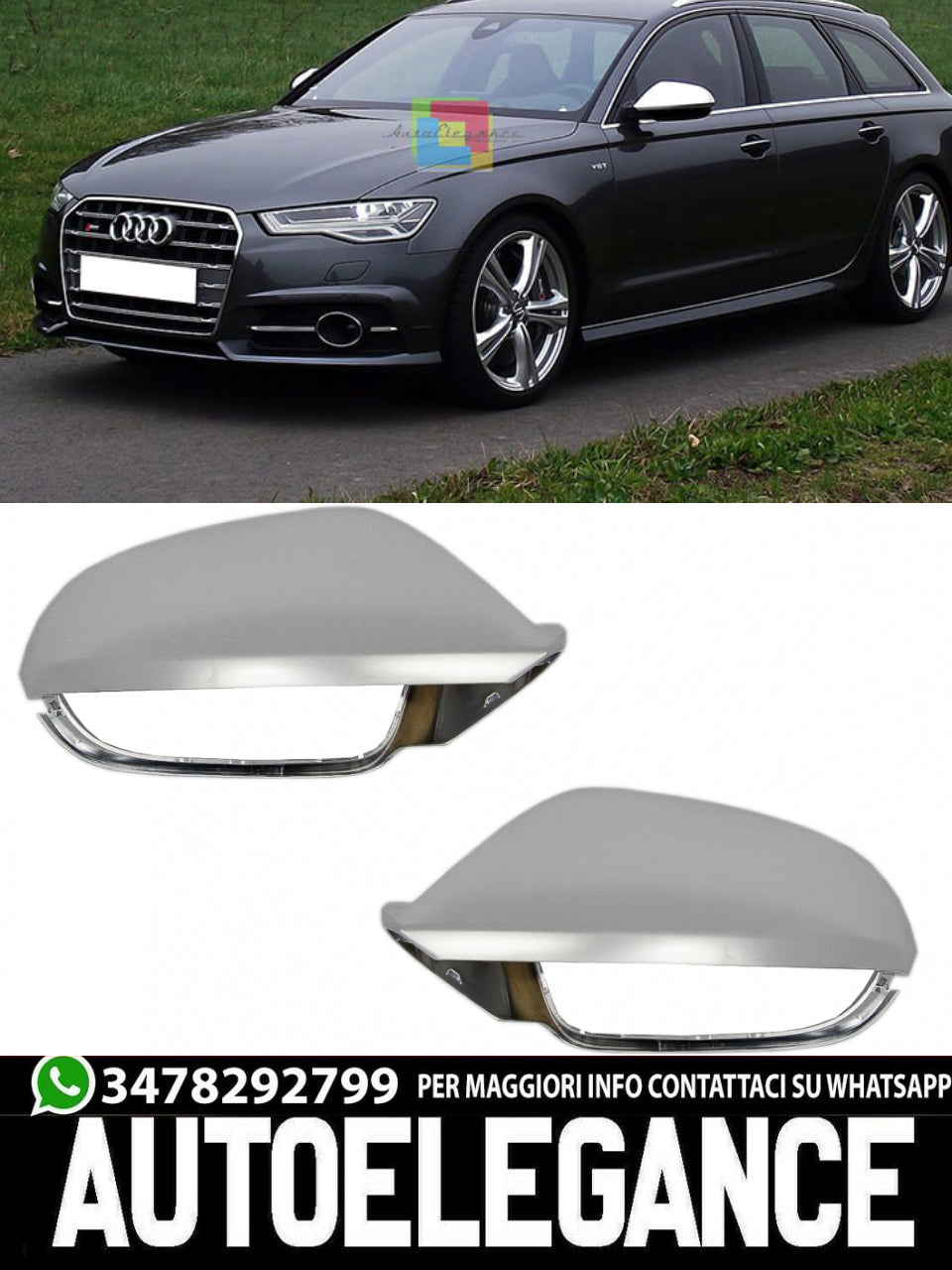 Mirror covers suitable for Audi A6 4G C7 (2011-2018) RS6 Design With Assist 