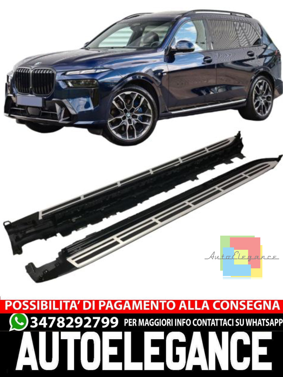 Aluminum running boards with anti-slip rubber strips suitable for BMW X7 G07 