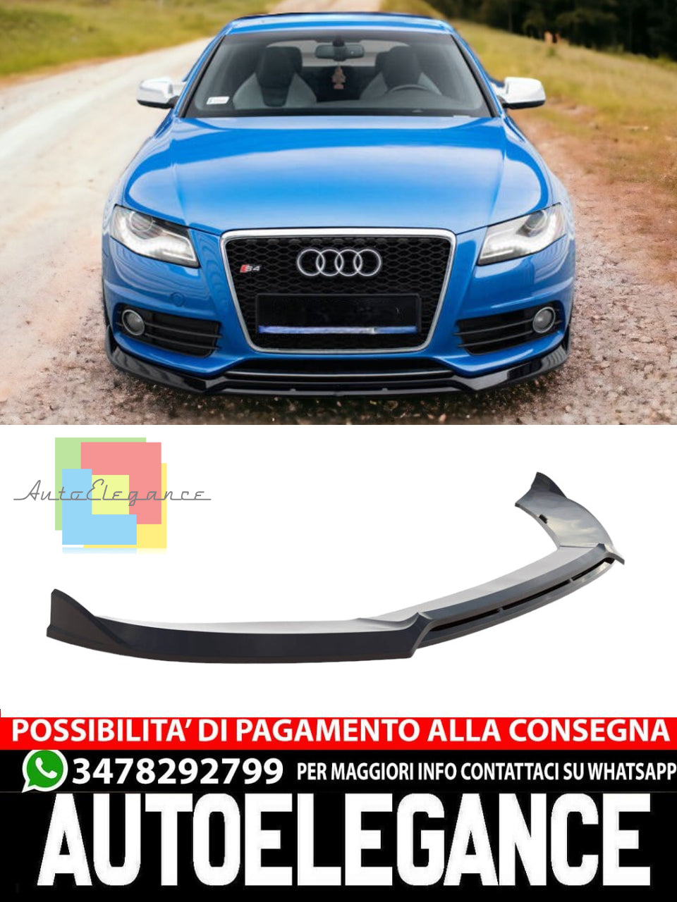 FRONT SPLITTER V.3 SUITABLE FOR AUDI S4 / A4 S-LINE B8