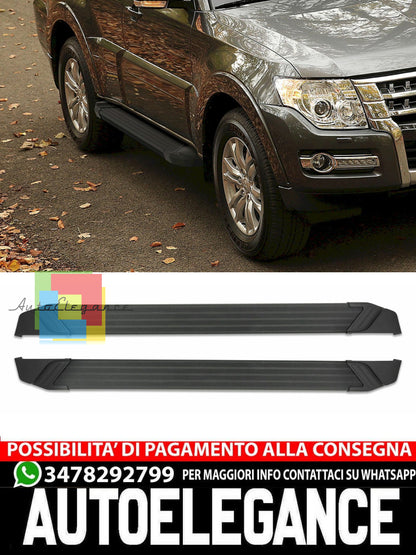 Side Steps Under Door Aluminum for Mitsubishi Pajero 2007-2015 Basic Black 