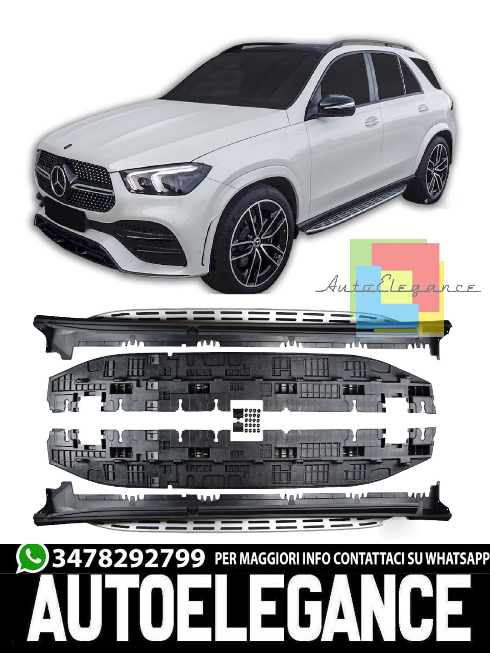 PEDANE LATERALE SOTTOPORTA ALLUMINIO ADATTO PER MERCEDES GLE V167 DAL 2019