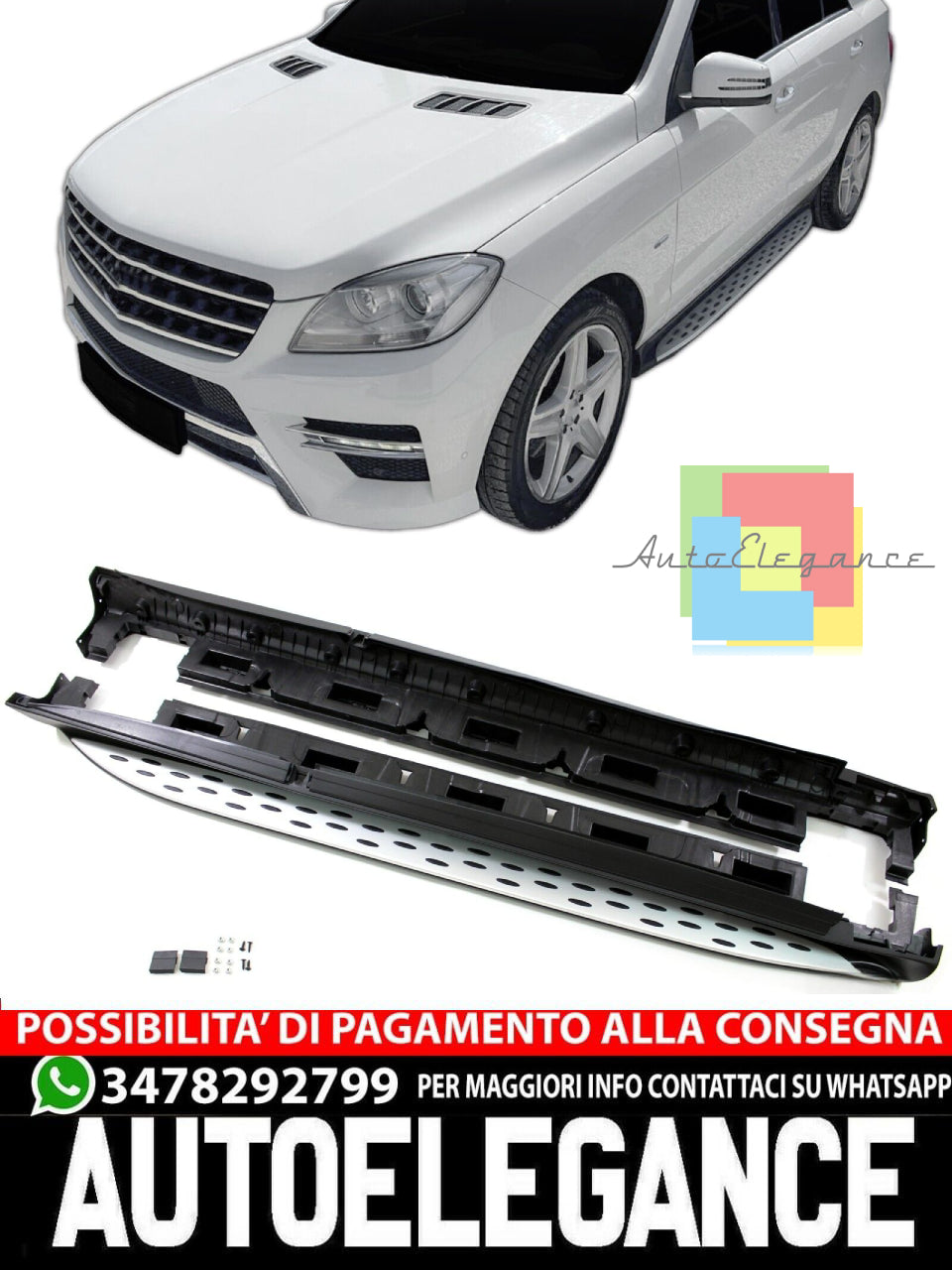PEDANE SOTTOPORTA ALLUMINIO per Mercedes ML W166 12-19 GLE 2015-2019