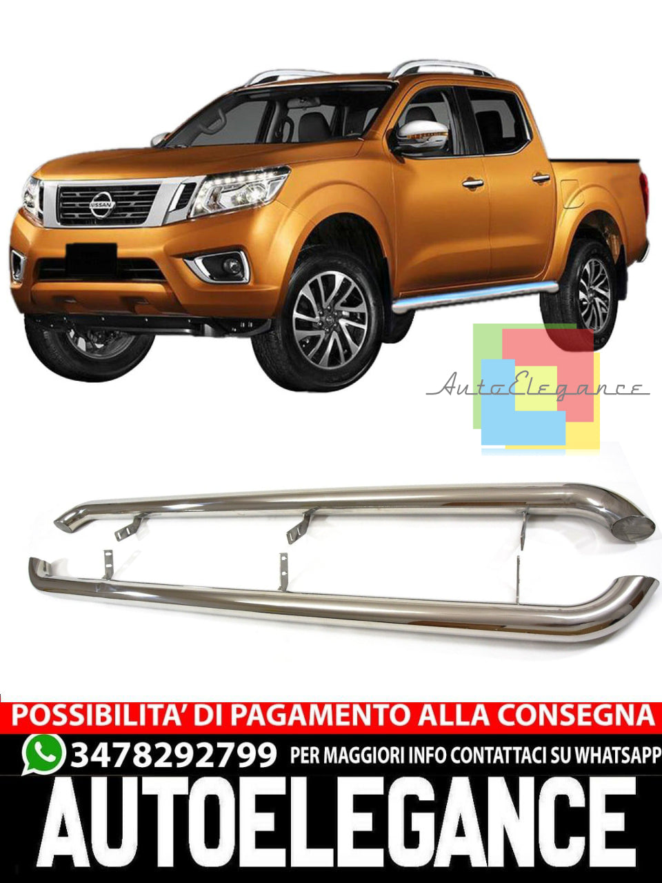 BARRE LATERALI PEDANE SOTTOPORTA ADATTO PER NISSAN NAVARA NP300