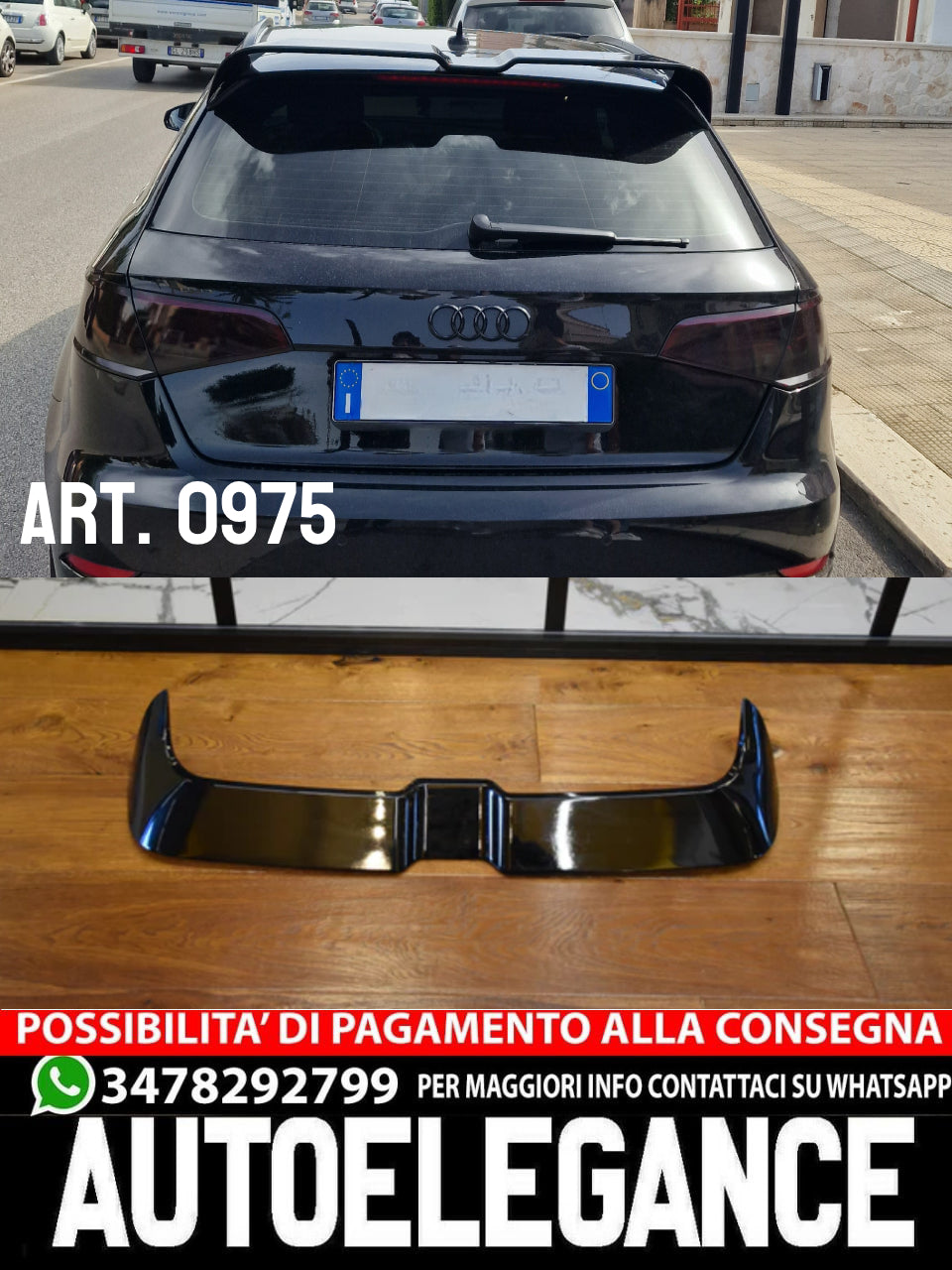 🔥SPOILER SUITABLE FOR AUDI A3 8V 2012-2020 SPORTBACK SPORTY LOOK GLOSSY BLACK🔥 