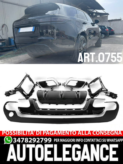 DIFFUSORE NERO POSTERIORE ABS TERMINALI INOX CROMATO PER RANGE ROVER VELAR
