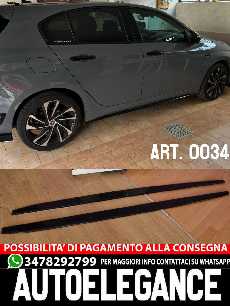 FIAT TIPO 2015-2020 SOTTOMINIGONNE LATERALI SOTTO PORTA SPORTIVE ABS SPLITTER