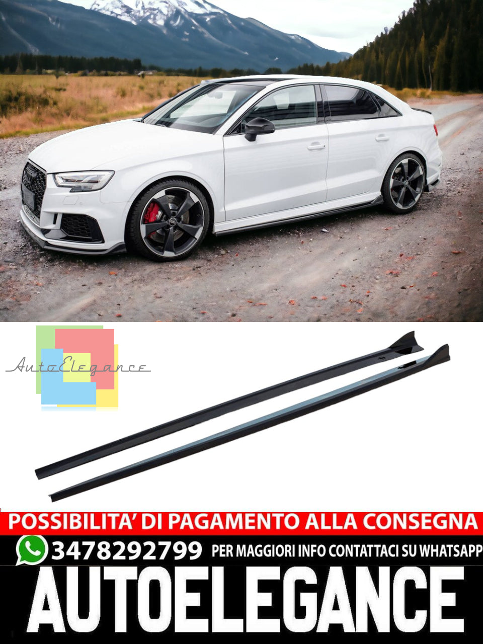 SIDE SKIRTS V.3 SUITABLE FOR AUDI RS3 SEDAN 8V FACELIFT 