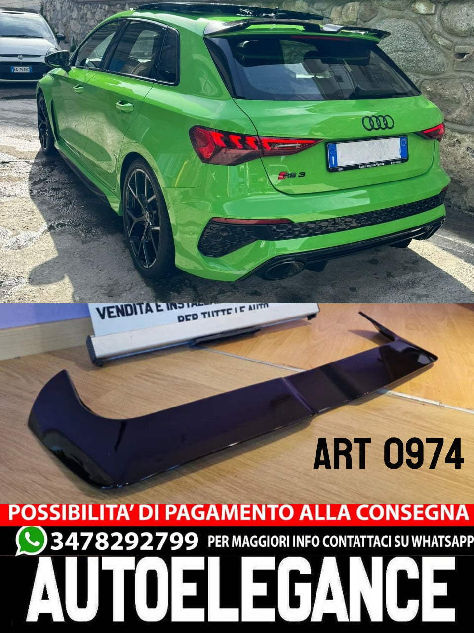 SPOILER SUITABLE FOR AUDI A3 8Y 2020+ GLOSSY BLACK LOOK SPORTY DESIGN 