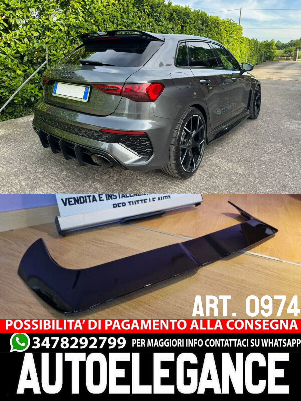 ✨SPOILER SUITABLE FOR AUDI A3 8Y 2020+ GLOSSY BLACK LOOK SPORTY DESIGN✨ 
