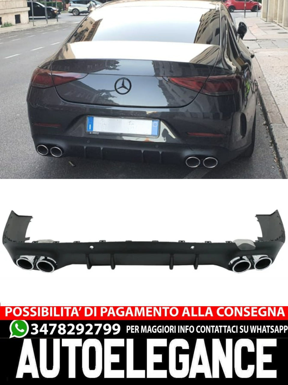 MERCEDES CLS C257 2018+ REAR DIFFUSER &amp; AMG COMATI TIPPERS 