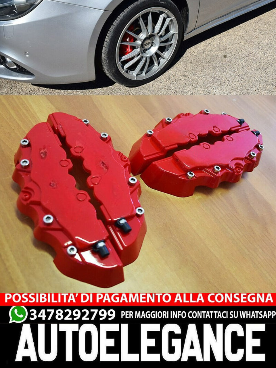 SET 4X COVER COPRI PINZE FRENI ROSSO ADATTI PER ALFA ROMEO GIULIETA