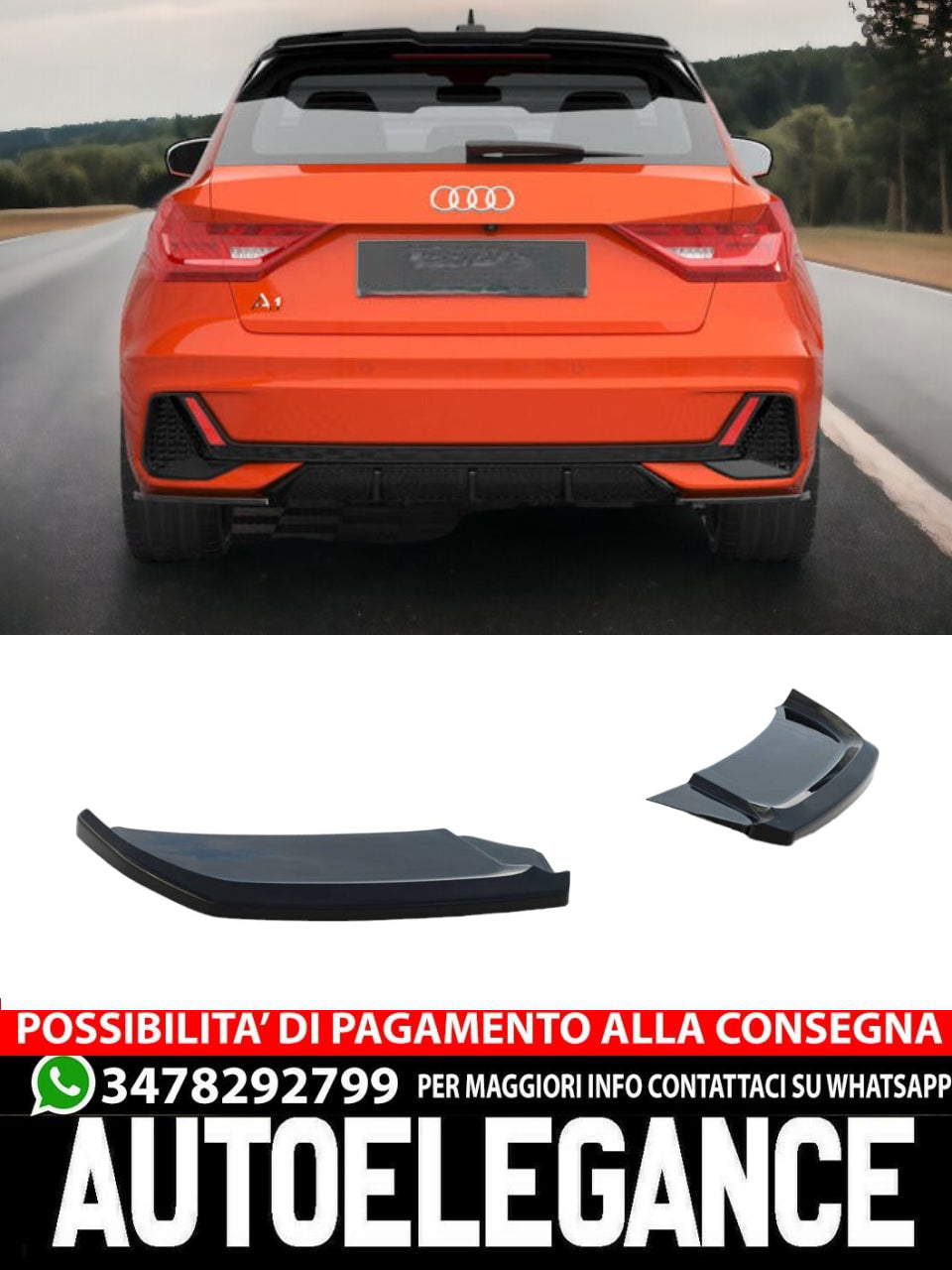 REAR SIDE SPLITTERS V.2 SUITABLE FOR AUDI A1 S-LINE GB 