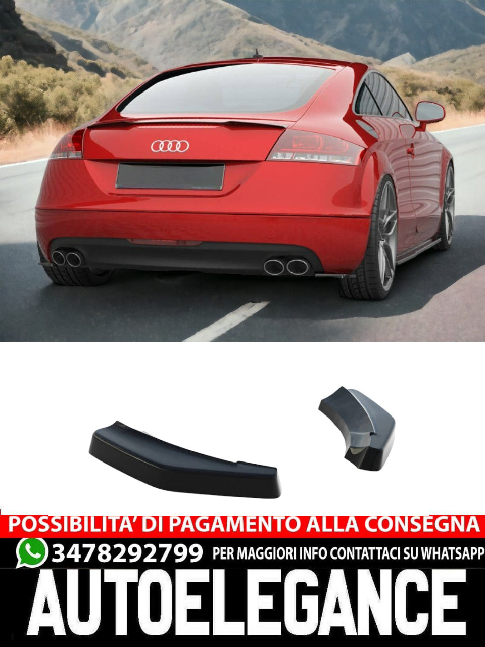 REAR SIDE SPLITTERS SUITABLE FOR AUDI TT 3.2 V6 8J 