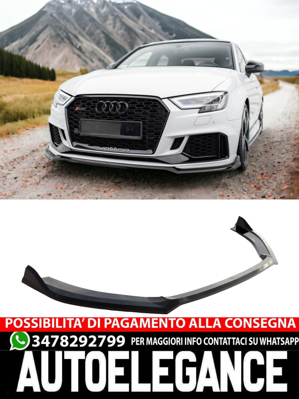 FRONT SPLITTER V.4 SUITABLE FOR AUDI RS3 SEDAN 8V FACELIFT 