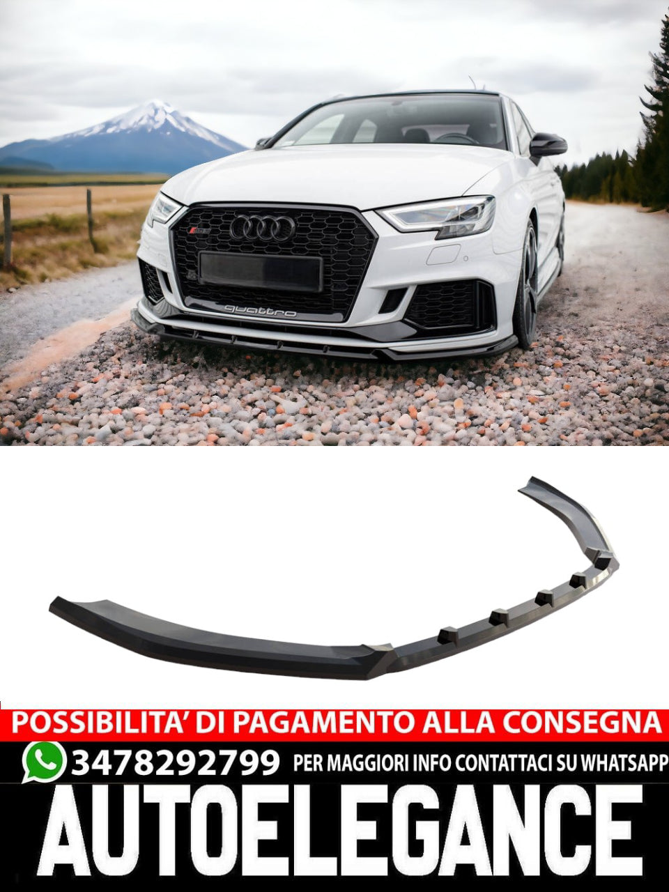FRONT SPLITTER V.3 SUITABLE FOR AUDI RS3 SEDAN 8V FACELIFT 