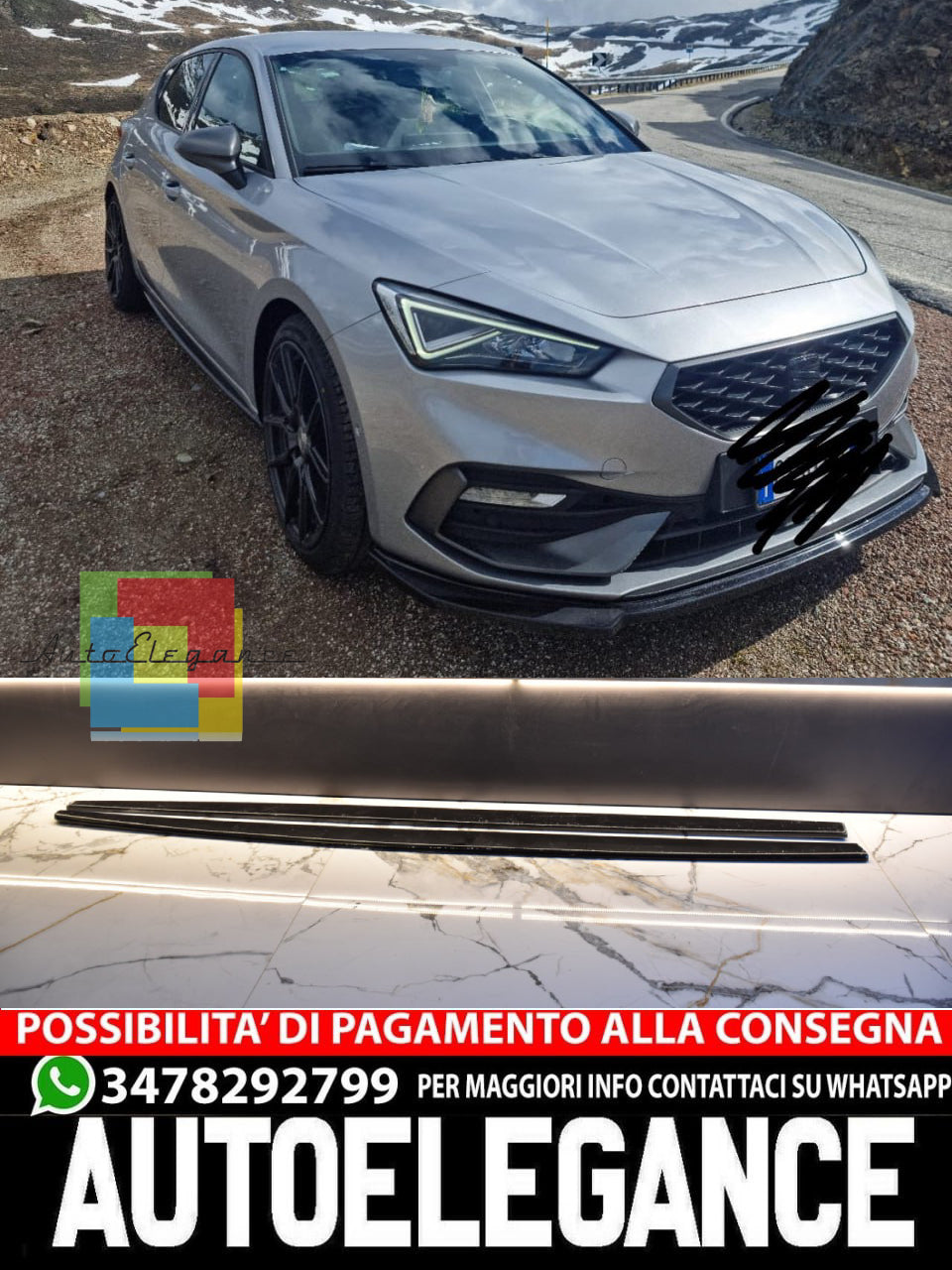 SOTTO MINIGONNE ADATTE PER VW PASSAT CC LOOK NERO LUCIDE DESIGN SPORTIVO